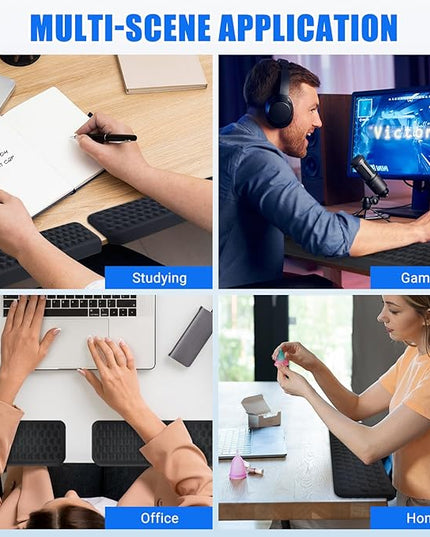 L-Shaped Desk Elbow Pad，Arm Rest for Desk 2-Piece Ergonomic Wrist Rest with Non-Slip Base Memory Foam Elbow Support Padding for Computer Keyboard, Office and Home (Fabric)