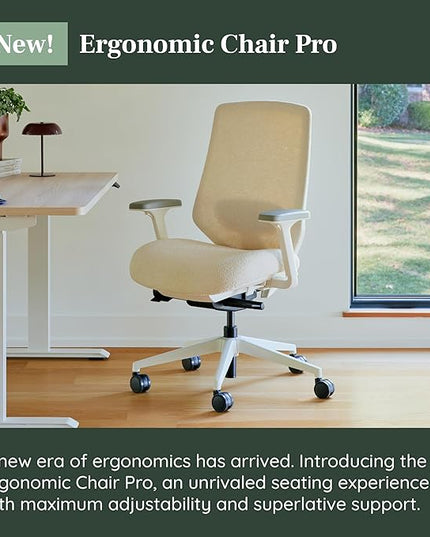 Branch Ergonomic Chair Pro - Mesh Office Chair with 14 Points of Adjustment - Height, Depth & Tilt Adjustable - 5D Armrests - Forward Tilt, Smooth Recline, and Lumbar Support - Ivory Boucle