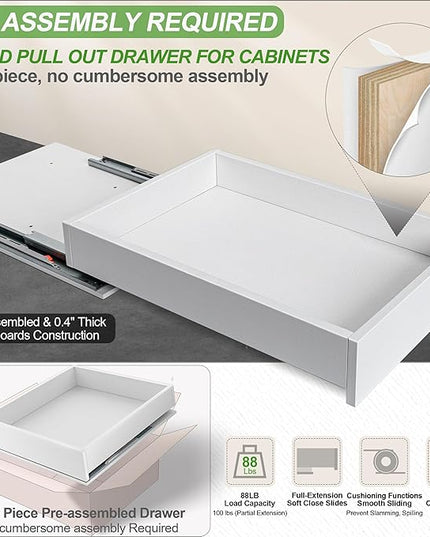 MyLifeUNIT Wooden Pull Out Drawers for Kitchen Cabinets, 14"W Fully Assembled Pull Out Cabinet Organizer Shelves, Soft Close Slide Out Drawer for Cabinet