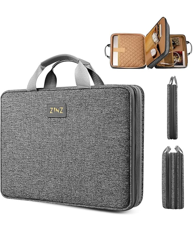 ZINZ Laptop Case 13 inch Sleeve, Expandable Computer Briefcase Protective Handbag with Multi-pockets, Compatible with MacBook Air/Pro M4/M3/M2/M1, iPad 12.9/13, XPS 13, Durable & Recycled，D01G01