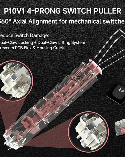 KEMOVE P10-V1 4-Claw Switch & Keycap Puller for Mechanical Keyboards - Ergonomic Pain-Free Design, 304 Stainless Steel Omni-Directional Tool for Effortless Switch/Keycap Removal