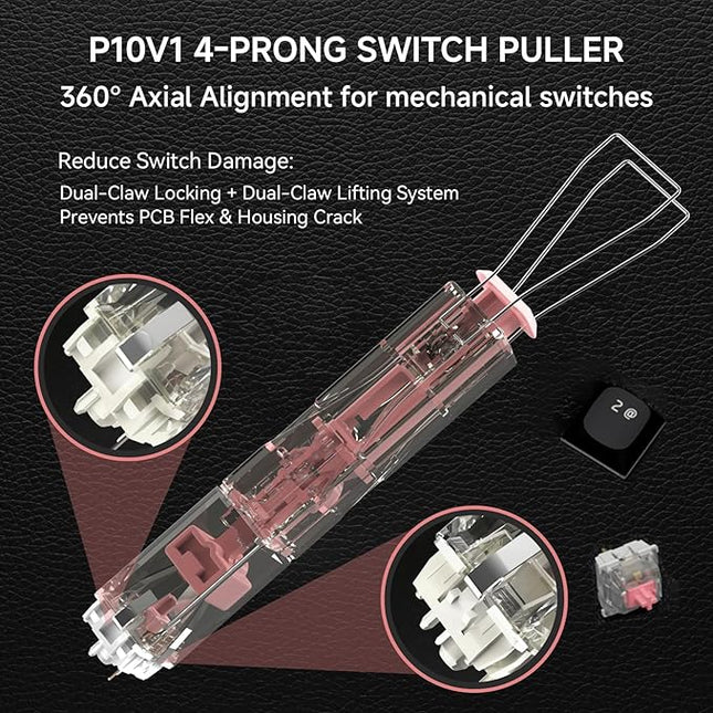 KEMOVE P10-V1 4-Claw Switch & Keycap Puller for Mechanical Keyboards - Ergonomic Pain-Free Design, 304 Stainless Steel Omni-Directional Tool for Effortless Switch/Keycap Removal