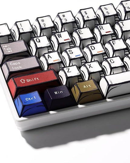 XVX Retro PBT Keycaps, Cherry Profile Keycap Set, Dye Sublimation Graffiti Keyboard Keycaps Suitable for 60% 65% 75% 80% 100% MX Switches Mechanical Keyboard