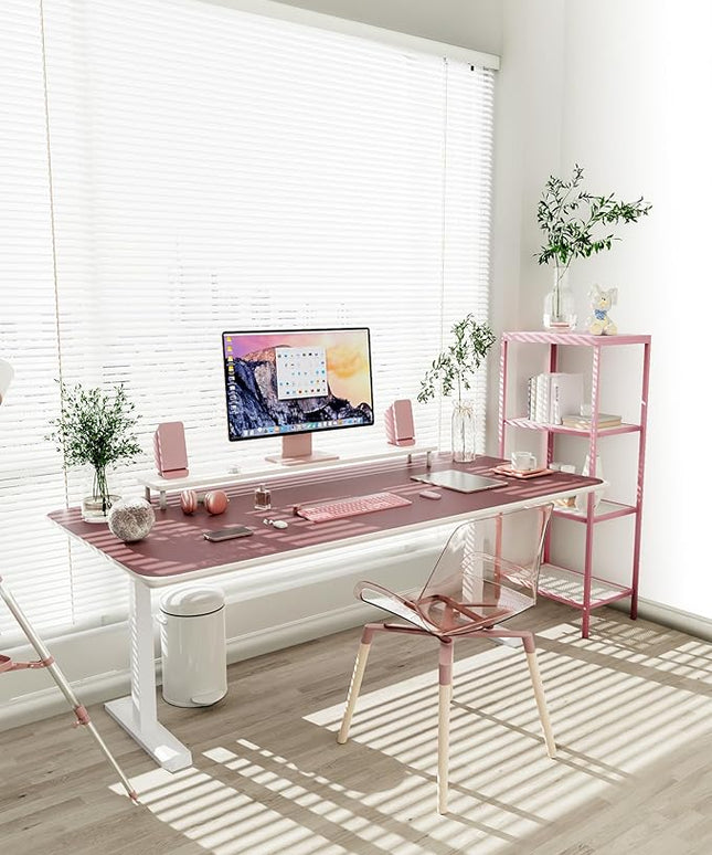 YSAGi Non-Slip Leather Desk Pad XL Size, Waterproof Laptop Computer Desk Keyboard Mat, Table Protector Blotter Mat, Large Mouse Pad for Office/Work/Home/Decor(Dark Pink, 47.2" x 23.6")-No Band