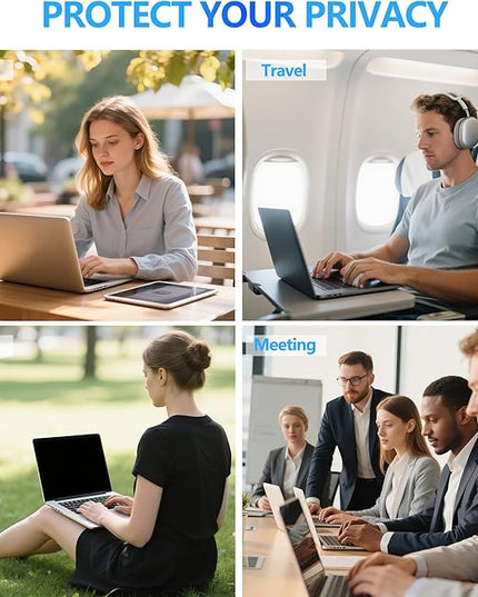 4-Way Laptop Privacy Screen Shield 13.3 Inch, Removable 16:9 Aspect 360° Privacy Filter Screen Protector for 13.3 Inch Laptop Computer, Anti Glare Blue Light Slide Mount Tabs Cover for Generic Laptop
