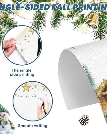 EggSun 250Pcs Christmas Stationery Paper and Envelope Set with 100 Letterhead Papers and 50 Envelopes, 10 Design for Letter Writing Invitations Computer Holidays Party Notes, 8.5x11 Inch-Nativity