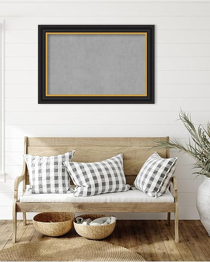 Amanti Art Black Framed Magnetic Board 26x38 Large Vision Board for use with Magnets, 100% Metal Sheet to Display Items as Office Decor or for Home Organization in mudroom, Kitchen or Kids Room