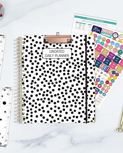 Ospelelf Undated Spiral Planner 12 Months, Daily Weekly and Monthly Academic Planner with Clip 8.5 x 11