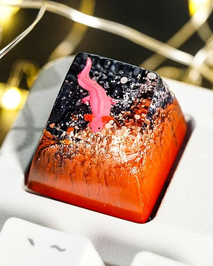 Pink Axolotl Red Black Coral Artisan Keycap R1 SA Profile Custom Keycaps 1U ESC Handmade Resin Gaming Animals Key Cap Cherry MX Switch Compatible Mechanical Keyboard Axolotl Lover Gift