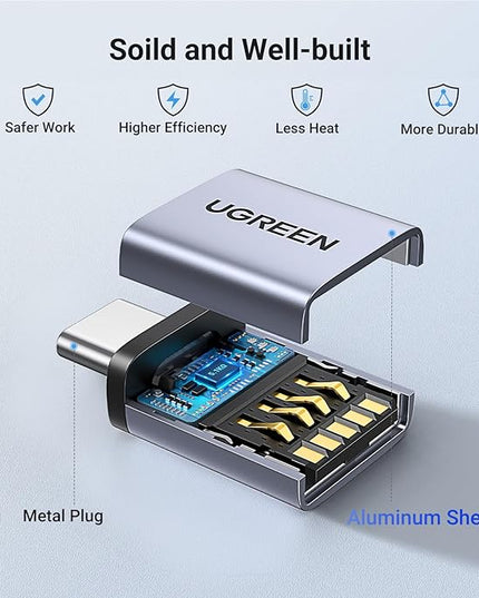UGREEN USB to USB C Adapter 2 Pack,10Gbps USB C Female to USB Male Adapter Thunderbolt Compatible with iPhone 16 15, MacBook, iPad, Samsung Galaxy,Apple MagSafe Watch 9/8