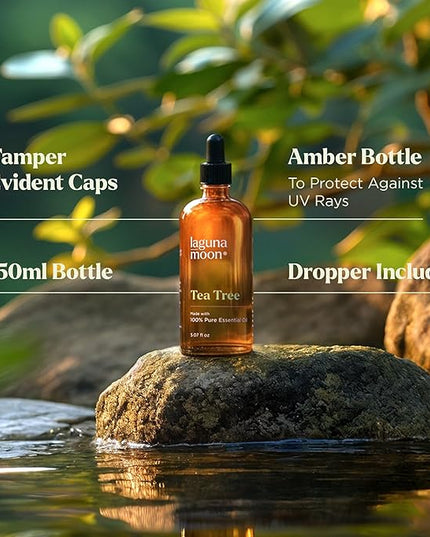Lagunamoon Australian Tea Tree Essential Oil (150ml) - XXL Bottle with Drops for Candle Making Scents and Cleaning Products - Fragrance Oil for Aromatherapy, Relaxation, Diffusers, Yoga, Home Care
