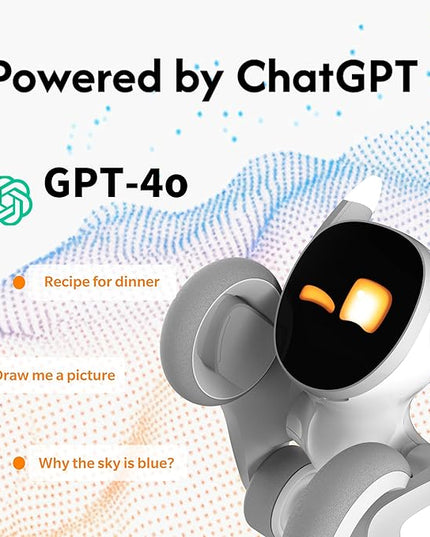 Robot Pet Dog ChatGPT-4o Smart AI-Powered Companion Voice & Gesture Control, Real-Time Interaction Robotics Toys for Kids, Home Monitoring - Includes Charging Dock