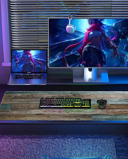 Galdas Gaming Mouse Pad Vintage Wood Grain Pattern XXL XL Large Mouse Pad Mat Long Extended Mousepad Desk Pad Non-Slip Rubber Mice Pads Stitched Edges Thin Pad (31.5x11.8x0.12Inch)
