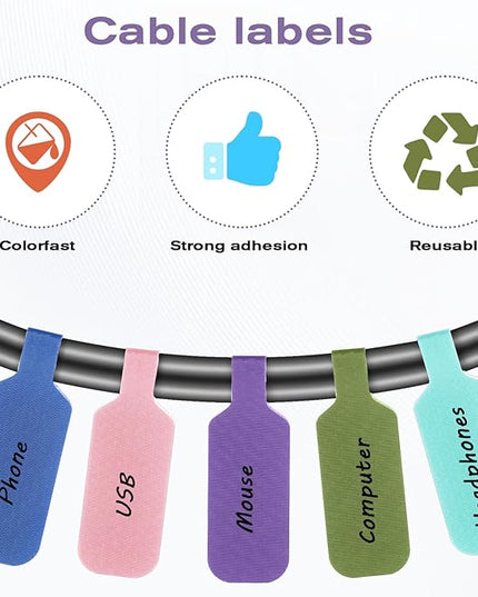 40 Pcs Cable Cord Labels, 8 Colors Cord Labels for Electronics Multicolored Handwriting Cable Tags Reusable Writable Cord Label for Home Office Electronics Computers Wire Management and Identification