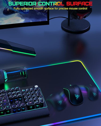 TopMade Wireless Charging RGB Mouse Pad, Waterproof Gaming Desk Mat with 4 Light Modes & 11 RGB Colors, 31.5"x15.75" XXL Large Desk Pad(Includes 20W PD Power Adapter & 6.56ft Woven Cable)