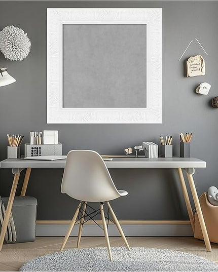 Amanti Art White Framed Magnetic Board 27x27 Medium Vision Board for use with Magnets, 100% Metal Sheet to Display Items as Office Decor or for Home Organization in mudroom, Kitchen or Kids Room