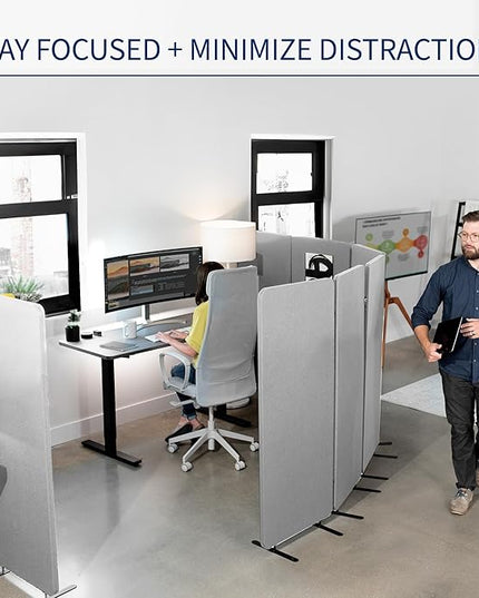 VIVO Freestanding 72 x 56 inch Privacy Panel, Cubicle Divider, Acoustic Wall Partition, x3 24 inch Panels, Gray, PP-3-S072G
