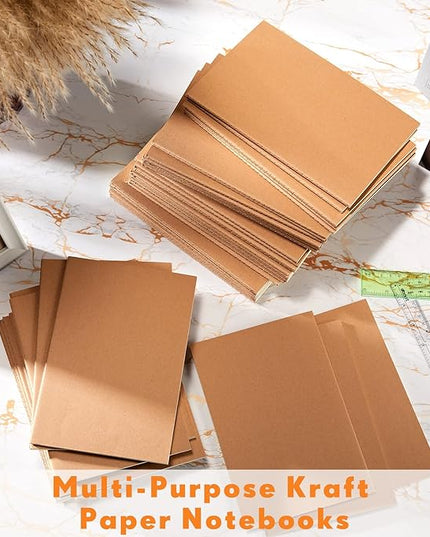 Sepamoon 200 Pack Kraft Notebook Journals 5.5 Inch x 8.3 Inch A5 Journal Softcover Notebooks Bulk for Kids Student Writing Sketch Travel Journal Office Notepad with 60 Pages 30 Sheets(Brown)