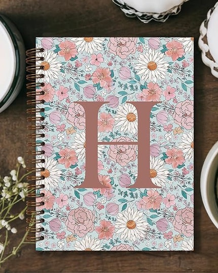 Vintage Floral Personalized Notebook, Initial Letter H Notebook Journal ,Vintage Flower Notebook for Work School Office Supplies,,Monogrammed Notebook for Women Teen Girl,Back to School Supplies 5.5 x 8.3