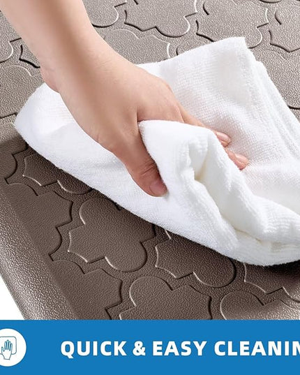 Kitchen Mats for Floor 2 Piece - Anti Fatigue Mats for Kitchen Floor - Non Slip Cushioned Rugs for Standing, Office,Sink, Laundry, Khaki