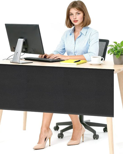 48" Under Desk Privacy Panel Self-Adhesive Modesty Panel Stand Up Desk Modesty Panel for Home Office or Standing Workstation, Black