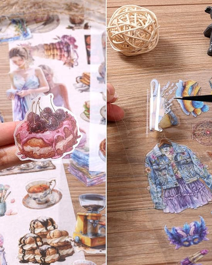 Auguro Scrapbooking Stickers 20 Sheets Pre-Cut 200 washi Stickers PET People Sticker Books for journaling Scrapbook Supplies Transparent Journal Sticker