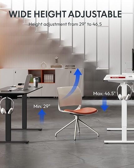 FLEXISPOT Standing Desk Electric Height Adjustable Desk with 63 x 24 Inches Splice Board, Ergonomic Memory Controller, Black Top + Black Frame