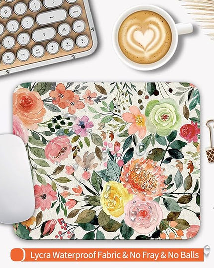 Square Mouse Pad Watercolour Floral,Personalized Premium-Textured Custom Mouse Mat Design,Washable Mousepad Cloth,Non-Slip Rubber Base Computer Mouse Pads for Wireless Mouse