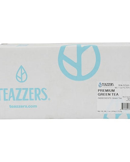 Teazzers Premium All-Natural Green Tea Bags – Great for Foodservice Commercial Ice Tea Brewers | Unsweetened USA-Made Bulk Green Tea for Restaurants, Cafés & Home Brewing (1 Ounce, 96 Count)