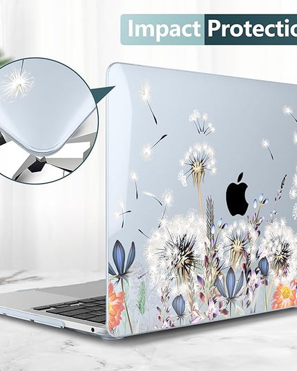 DONGKE Compatible with MacBook Pro 13 inch Case 2024 2023-2020 Release A2338 M2/M1 A2251 A2289 with Retina Display & Touch ID, Plastic Hard Shell & Keyboard Cover & Screen Film - Dandelion
