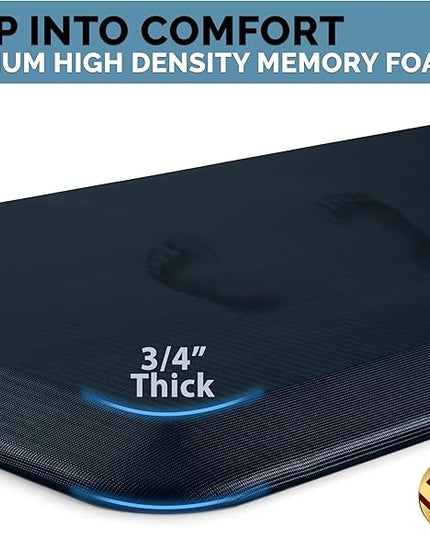 ComfiLife Anti Fatigue Floor Mat – 3/4 Inch Thick Kitchen Mats for Floor, Standing Desk Mat, Kitchen Rug – Comfort at Home, Office – Durable – Stain Resistant – Non-Slip Bottom (24" x 70", Navy)