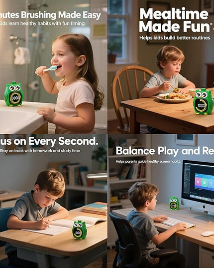 Doli Yearning Visual Timer for Kids, 99 Minute Cute Owl Digital Countdown Timer for Home School Classroom Supplies Study, Silent Time Management Tool (Green)