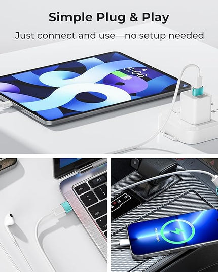 Basesailor USB to USB C Adapter 3 Pack,Type C Female to USB A Male Charger Cable Converter for Apple Watch Ultra iWatch Series 9 7 SE,AirPods Pro 2,iPhone 15 14 13 12 Plus Max,iPad 9 10 Air 4 5 Mini 6
