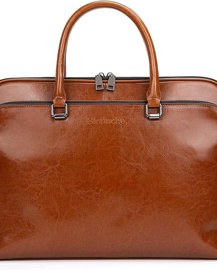 Blofinche Laptop Messenger shoulder bag: Genuine Leather work Briefcase 13.3 15.6 inch designer handbag
