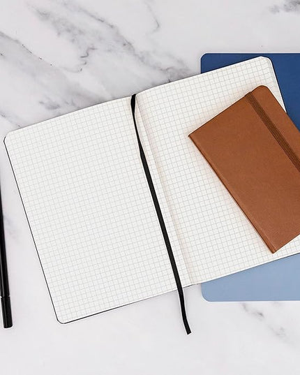 PAPERAGE Graph Paper Journal Notebook, (Burgundy), 160 Pages, Medium 5.6 in x 8 in - 100 GSM Thick Paper – Hardcover Grid Notebook for Work or School