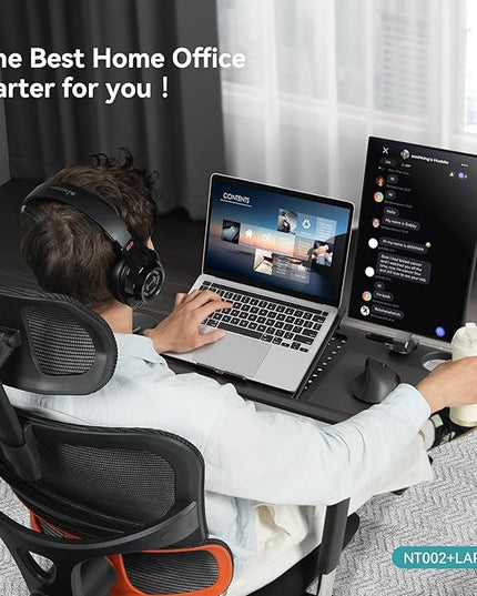 Newtral Ergonomic Office Chair with Fully Adaptive Lumbar Support, 136°Tilt Function, Computer Desk Chair with Soft 4D Armrest, Adjustable Headrest (Supreme with Laptop Tray, Black)