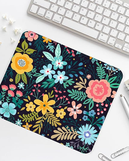 Flower Square Mouse Pad,Non-Slip Rubber Base Mouse Pad,Home Office Decoration Desktop Accessory,Laptop Mouse Pad for Office Laptops,9.4x7.8x0.12inch 5