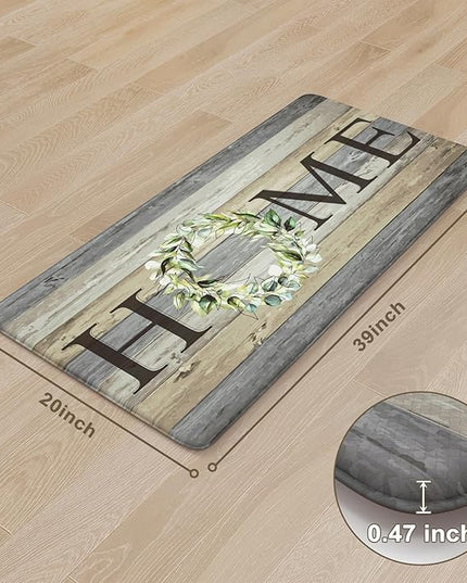 KIMODE Comfort Kitchen Mats Cushioned Anti Fatigue,Farmhouse Spring Kitchen Sink Rug Non Slip,Waterproof Memory Foam Standing Desk Mat for Office Home Doorway,20"x39",Grey