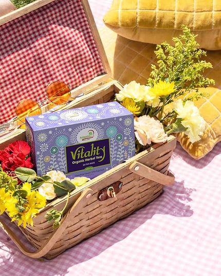 Adanim Bio Vitality Organic Herbal Tea Sampler Gift Set Caffeine Free 8 Flavors Variety Pack 64 Individually Wrapped Tea Bags for Gifting