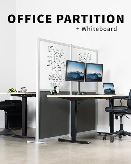 VIVO Modular Wall System, 2 PET and Whiteboard Panels, Professional Office Cubicle Dividers, Freestanding Privacy-Screen, 66 inches High, White and Dark Gray, PP-MWS63WB
