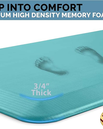 ComfiLife Anti Fatigue Floor Mat – 3/4 Inch Thick Perfect Kitchen Mat, Standing Desk Mat – Comfort at Home, Office, Garage – Durable – Stain Resistant – Non-Slip Bottom (20" x 39", Teal)