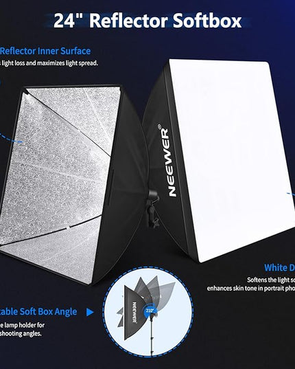 NEEWER Photography Lighting kit with Backdrops, 8.5x10ft Backdrop Stands, UL Certified 5700K 800W Equivalent 24W LED Umbrella Softbox Continuous Lighting, Photo Studio Equipment for Photo Video Shoot