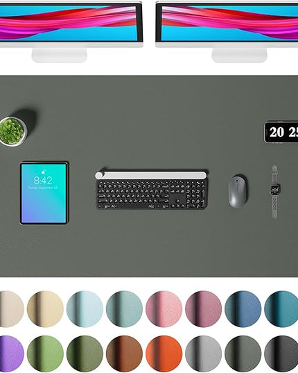 Aothia Faux Leather Desk Mat – Large Mouse Pad, Non-Slip PU Leather Blotter, Waterproof Writing Surface for Office and Home (Jungle Green, 47.2" x 23.6")