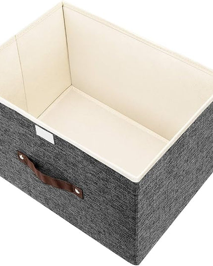 TYEERS Foldable Storage Boxes with Lids 5 Pack Fabric Storage Bins with Lids, Closet Organizers for Clothes Storage, Room Organization, Office Storage, Toys - Black