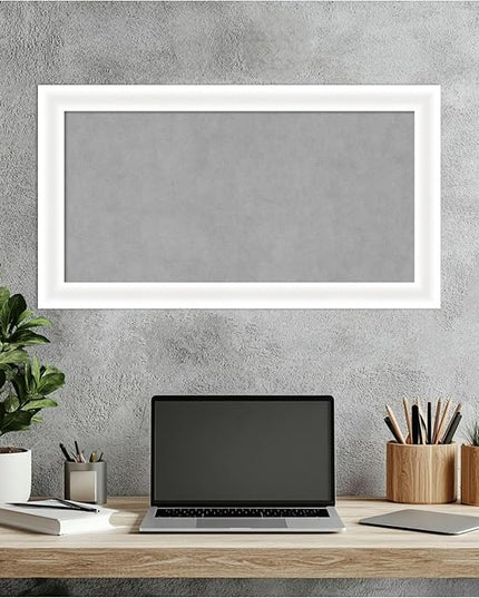 Amanti Art White Framed Magnetic Board 15x27 Small Vision Board for use with Magnets, 100% Metal Sheet to Display Items as Office Decor or for Home Organization in mudroom, Kitchen or Kids Room