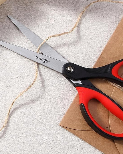LIVINGO 8.5” Scissors All Purpose - Ultra Sharp Multipurpose 3 Pack Heavy duty Shears for Office, Home, School Sewing and Crafting Cutting Fabric, Paper, Red Comfort Grip