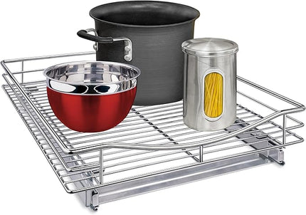 LYNK PROFESSIONAL® Pull Out Cabinet Organizer, 17" x 18" Slide Out Drawers for Kitchen Cabinets - Sliding Pull-Out Pantry Shelves – Home Shelf Organizers - Lifetime Ltd. Warranty, Chrome