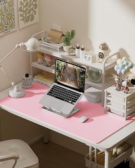 Aothia Faux Leather Desk Mat – Large Mouse Pad, Non-Slip PU Leather Blotter, Waterproof Writing Surface for Office and Home (Fairy Pink, 47.2" x 23.6")