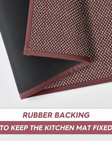 Artoid Mode Washable Non Slip Rubber Backing Kitchen Rugs Red Doormat, Absorbent Kitchen Floor Mats Front of Sink Kitchen Mats for Floor Home Decor 17x29 Inch