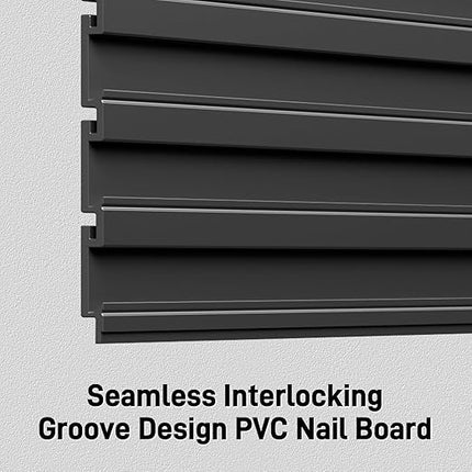 Slatwall Garage Wall Paneling Storage System, PVC Slat Wall Panels 4x8FT, Modular Slatted Wall Panels for Tool Organization, Garage Storage & Wall Organizer Panels